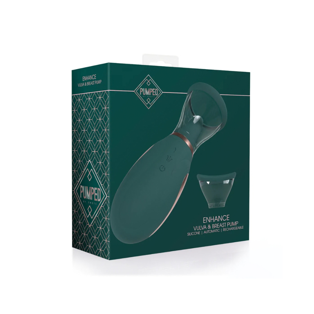 Pumped by Shots Enhance - Rechargeable Vulva and Breast Pump - Forest Green