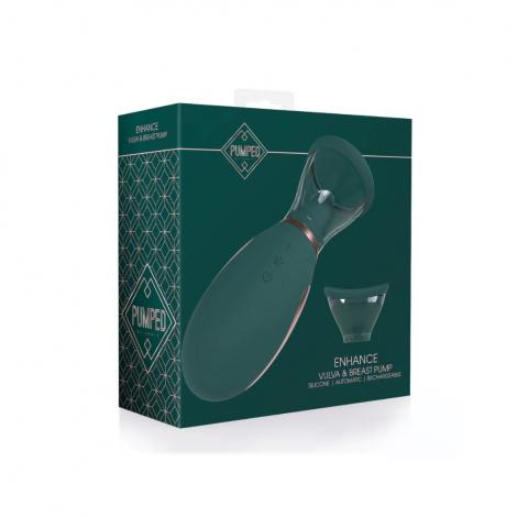 Pumped by Shots Enhance - Rechargeable Vulva and Breast Pump - Forest Green