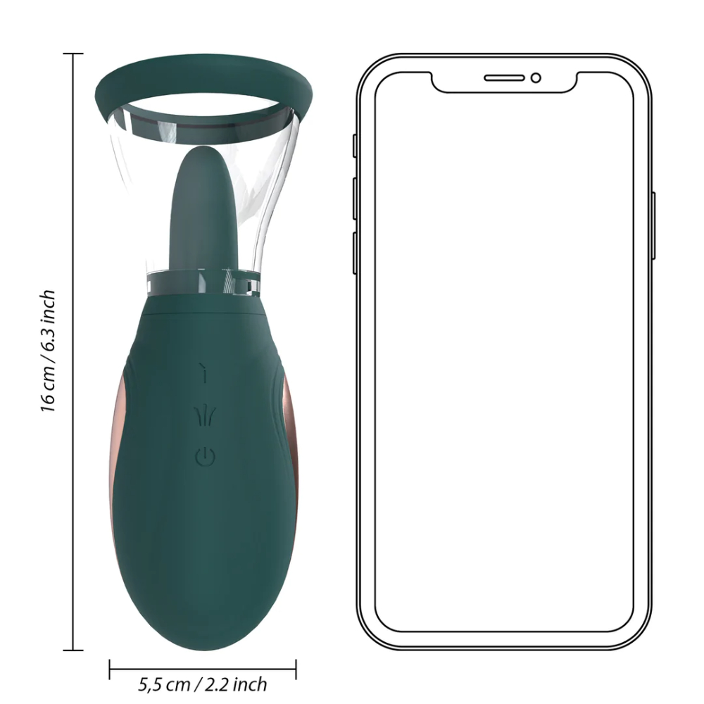 Pumped by Shots Enhance - Rechargeable Vulva and Breast Pump - Forest Green