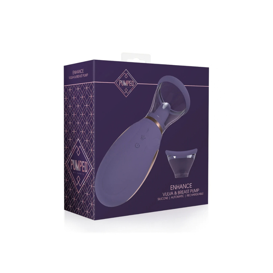 Pumped by Shots Enhance - Rechargeable Vulva and Breast Pump - Purple