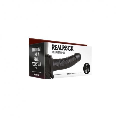 RealRock by Shots Hollow Strap-On without Balls - 6”